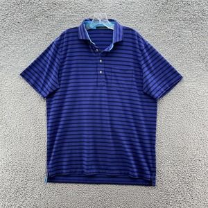 Greyson Polo Shirt Men Large Purple Striped Cotton Blend Golf Casual Logo